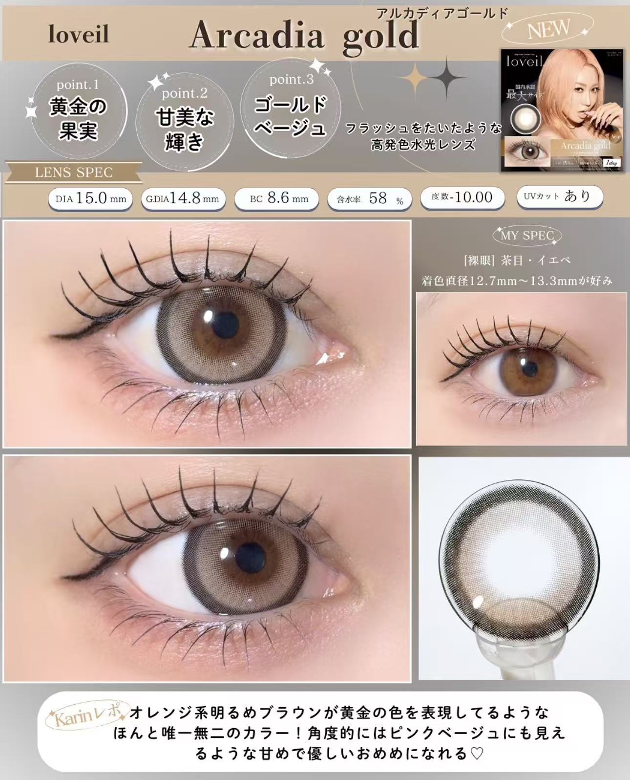 <3盒$345>｜日本Loveil Arcadia Gold日拋10片裝