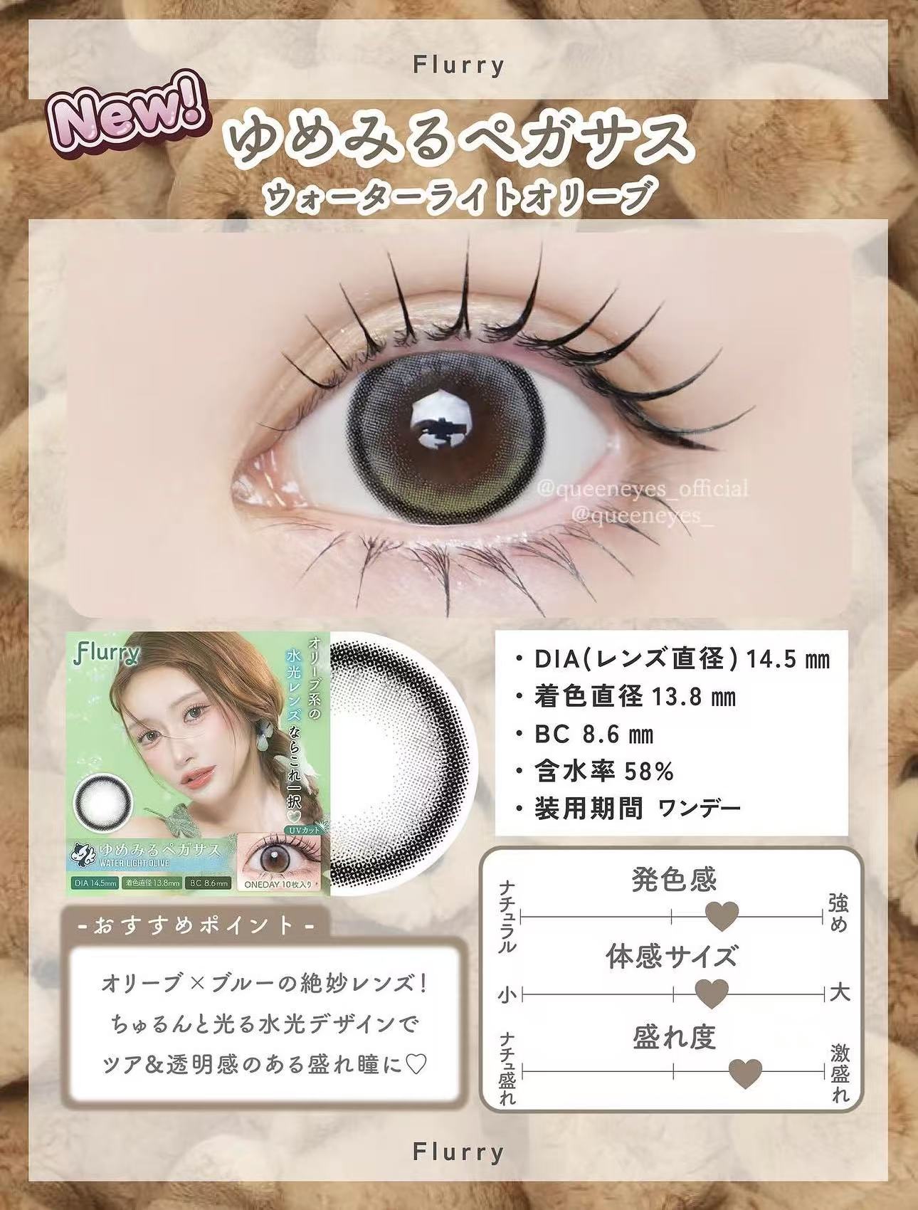 4盒$399｜日本Flurry Water Light Olive日拋10片裝