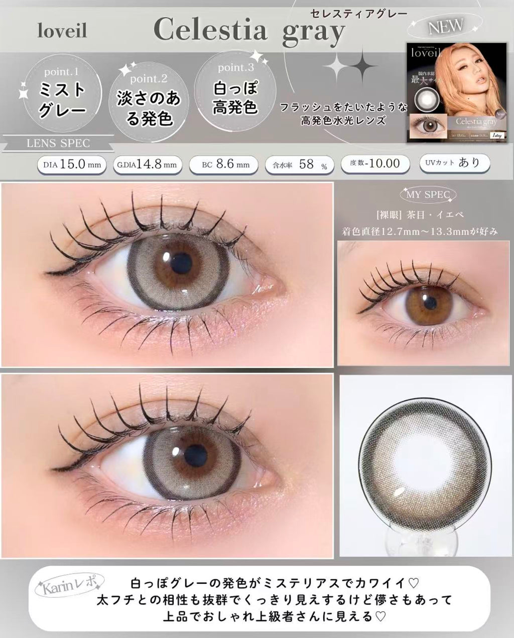 <3盒$345>｜日本Loveil Celestia Gray日拋10片裝