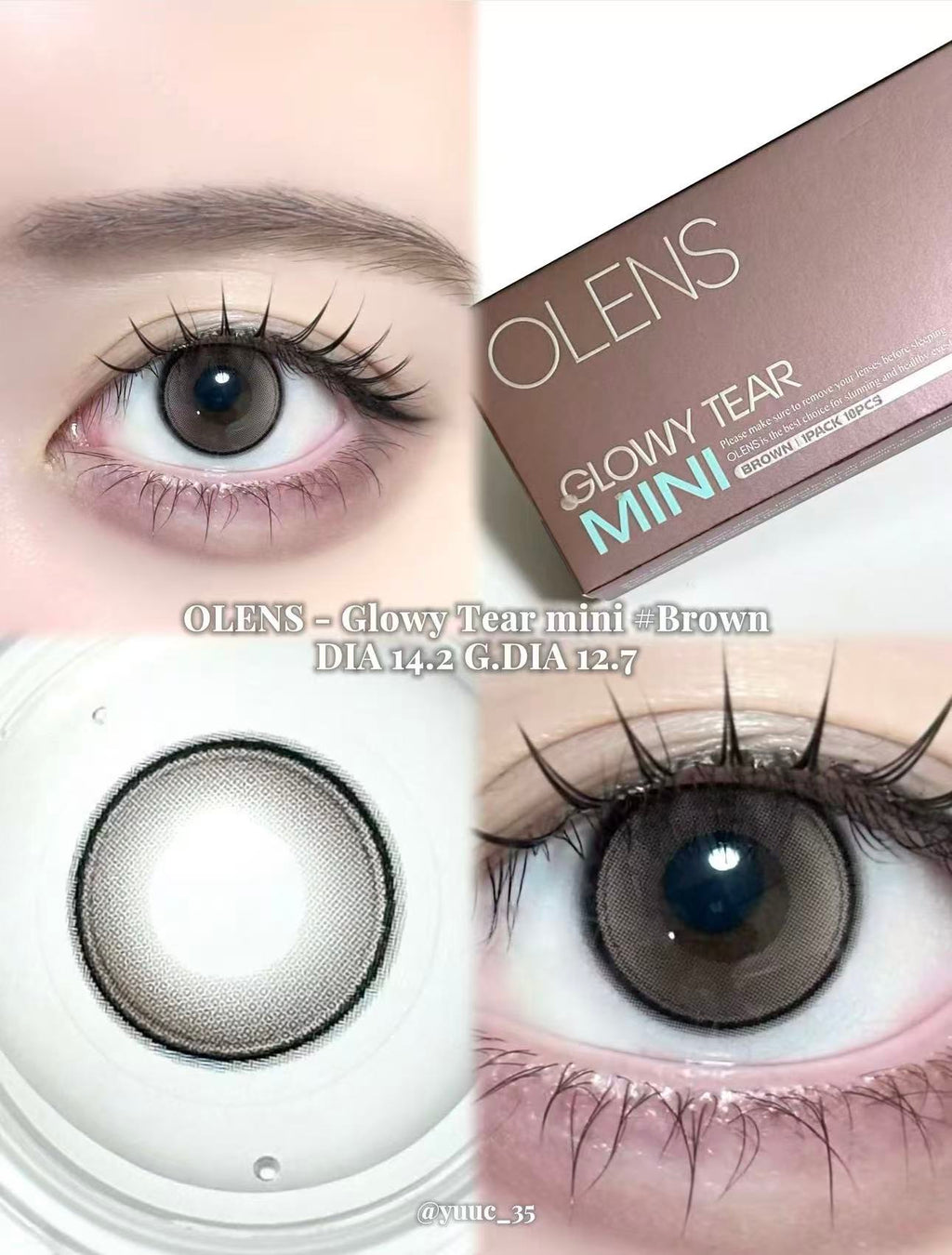 <2盒$195>零放大｜韓國Olens Glowy Tear Mini Brown月拋2片裝
